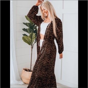 #47 Leopard Bubble Sleeve Kimono/Duster/Cover Up w/Ruffle
Hem